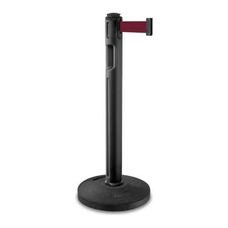 Lavi Industries Lavi Industries Tempest Retractable Belt Barrier, 38-1/4" Black Post, 12' Burgundy Belt 80-5000R/BK/BY